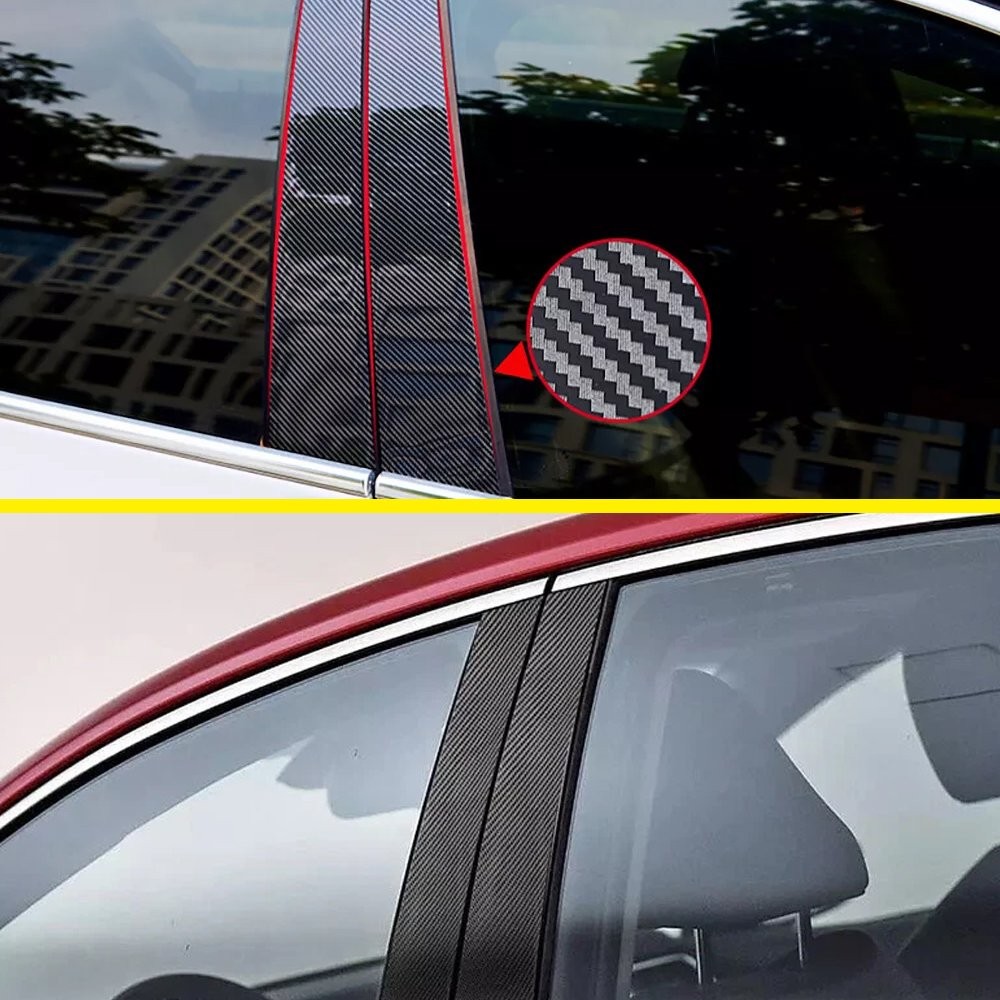 For Toyota Camry 2018-2024 Chrome Glossy Carbon Fiber Window Pillar Post Trim
