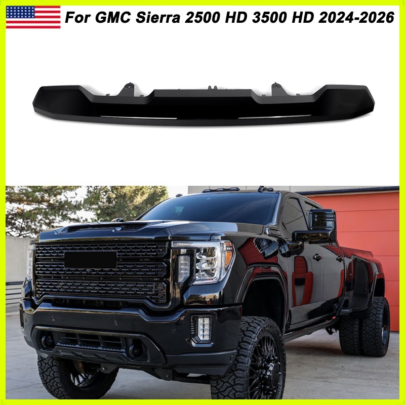 Gloss Black Front Upper Hood Molding Trim For 2020-2023 GMC Sierra 2500HD 3500HD