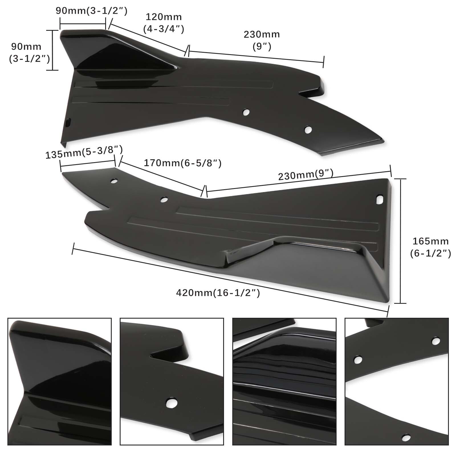 Black Rear Bumper Diffuser Splitter Spoiler Side Skirts For Toyota Camry SE,XSE