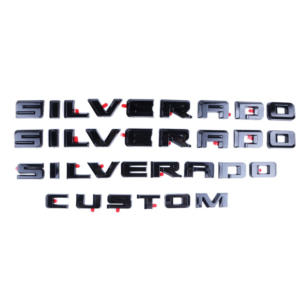 4X 2019-2025 Gloss Black For Silverado Custom Emblem Nameplate Badge Kit Overlay