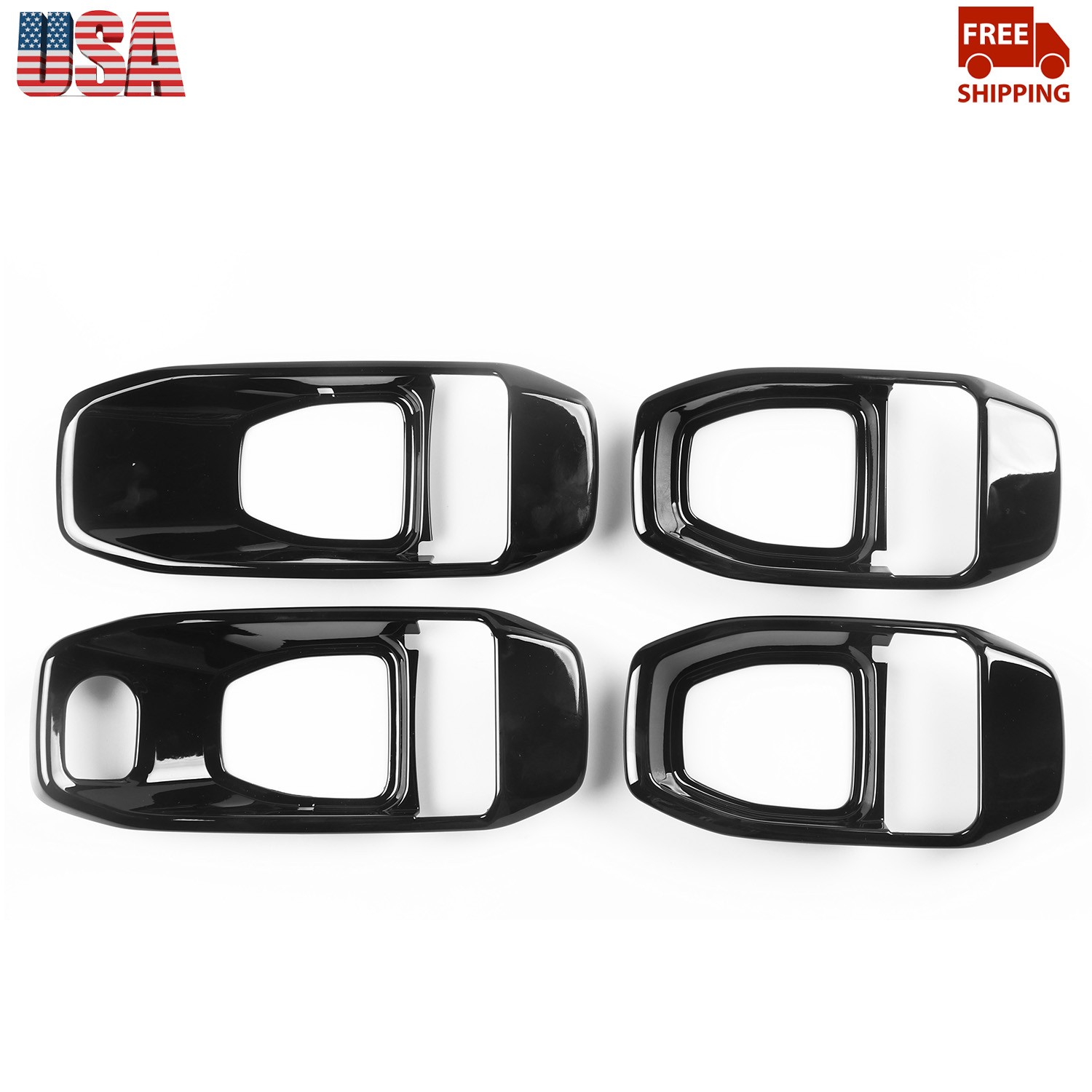 For Jeep Wrangler JL 2018+ 4Door 4PCS Black Interior Door Handle Bowl Cover Trim