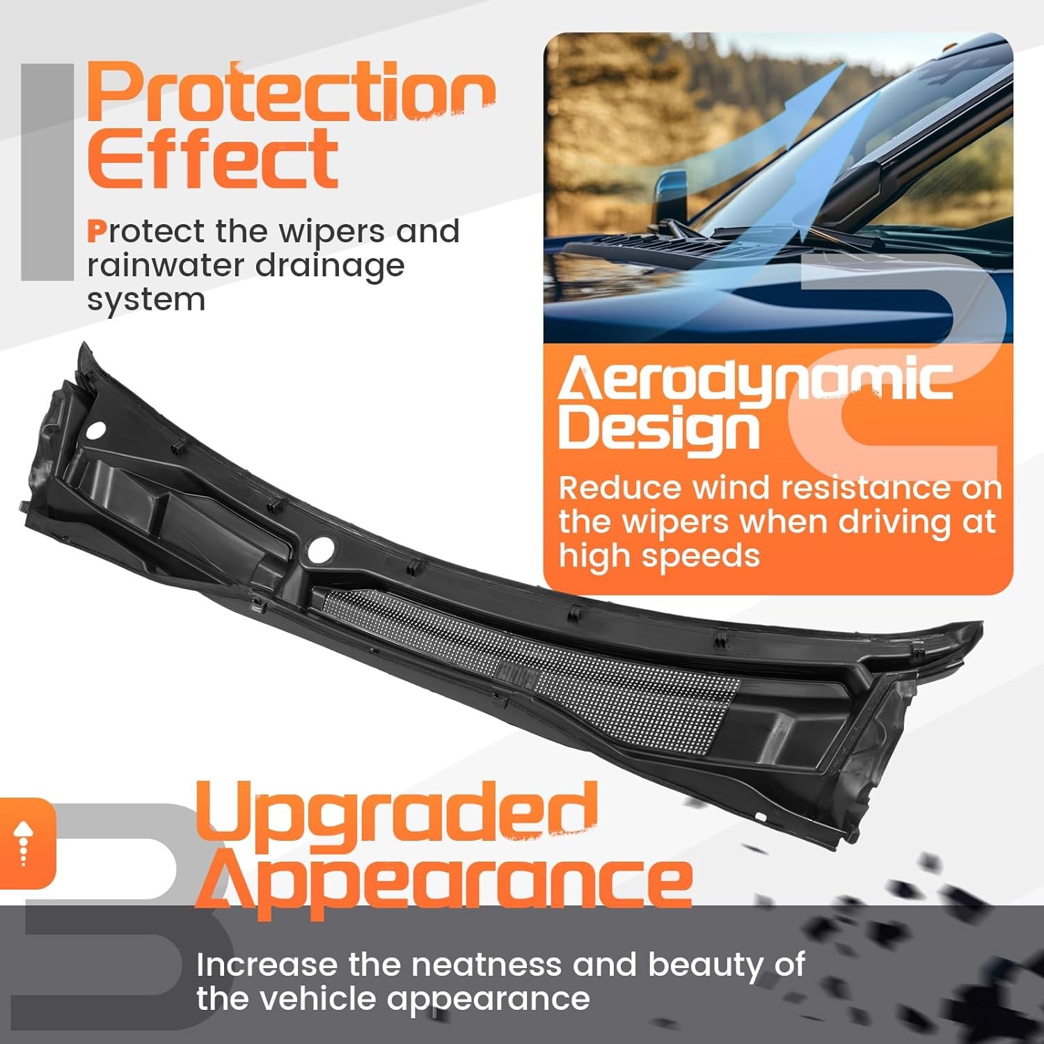 Windshield Wiper Cowl Grille Panel For 2008-2020 Dodge Grand Caravan #5113548AC