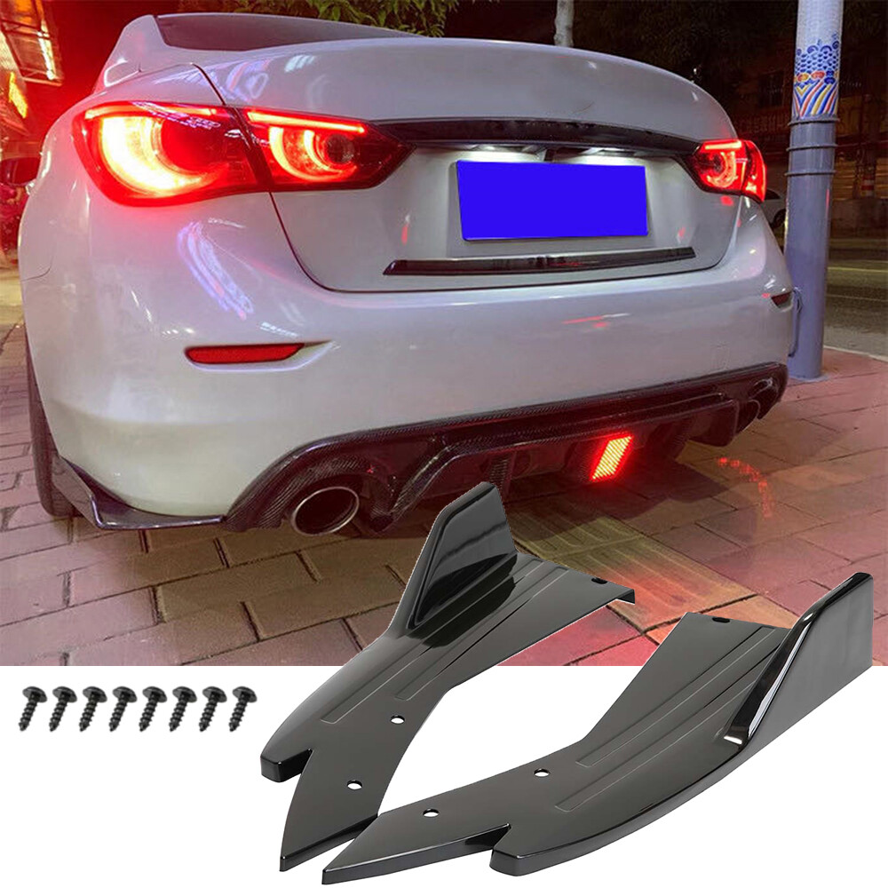 For Infiniti G37 Q50 Q60 Rear Bumper Spoiler Splitter Lip Diffuser Gloss Black