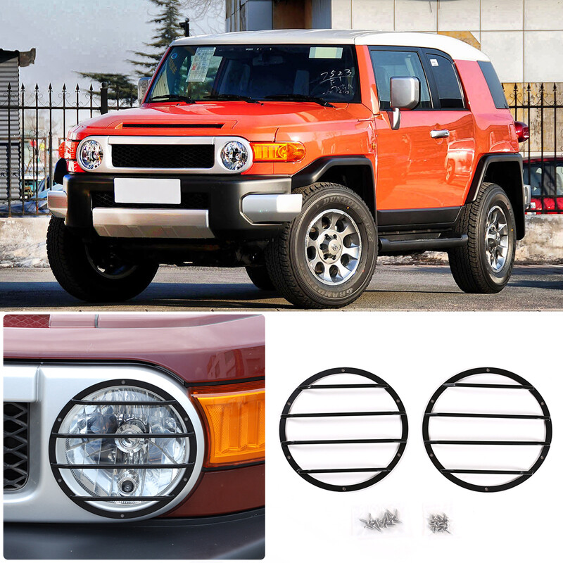 For Toyot@ FJ Cruiser 2007-2021 Headlight Cover Metal Aluminum Alloy Black 2PCS