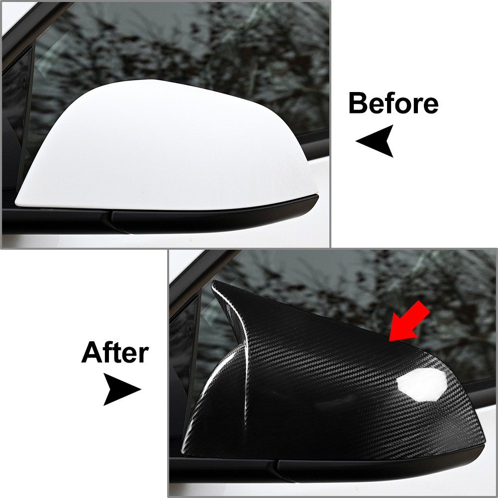 Carbon Fiber Side Door Rearview Mirror Cover Cap For Tesla Model 3 2017-2023