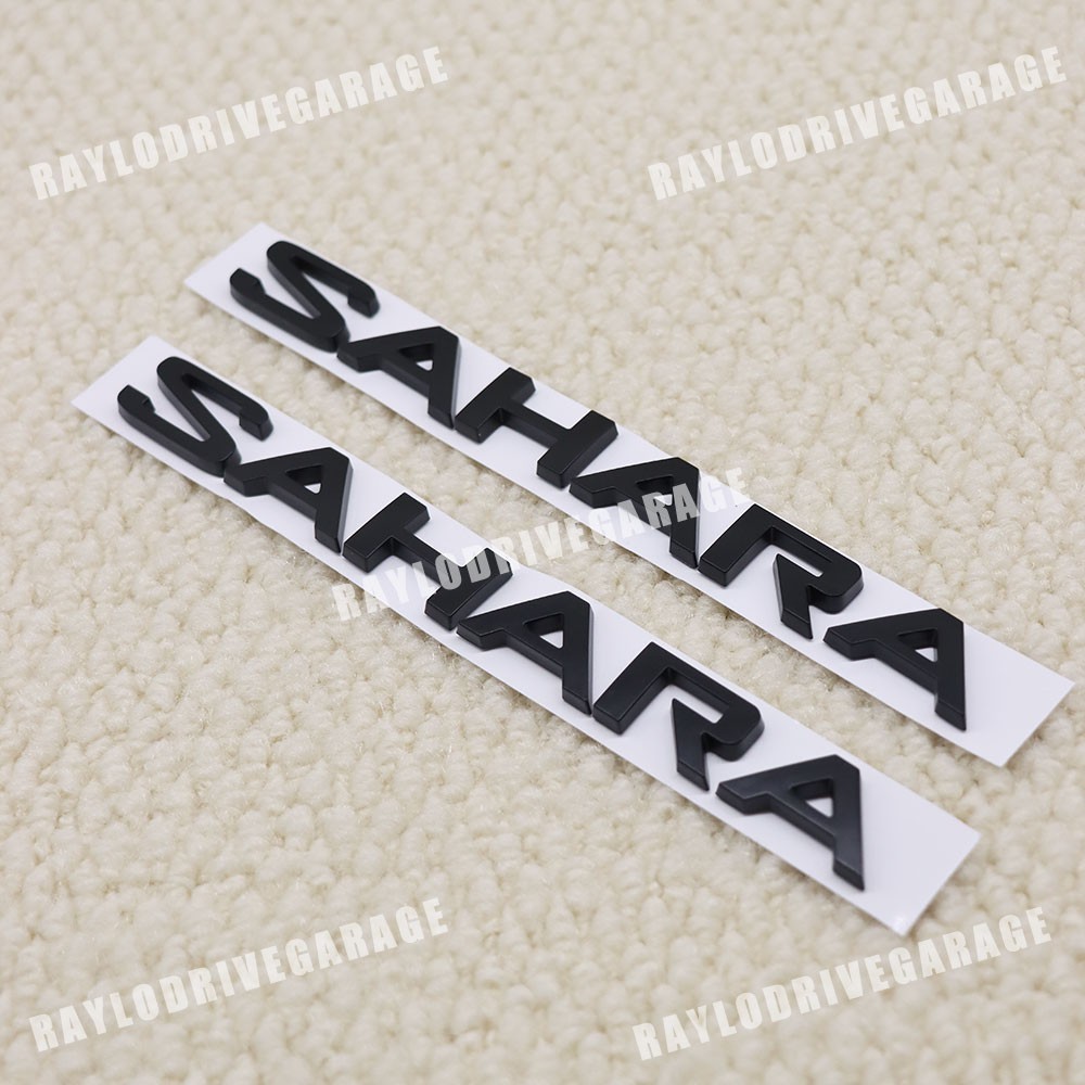 2pcs Matte Black 2018-2025 For Wranger Sahara Letters Fender Side Emblem Badges