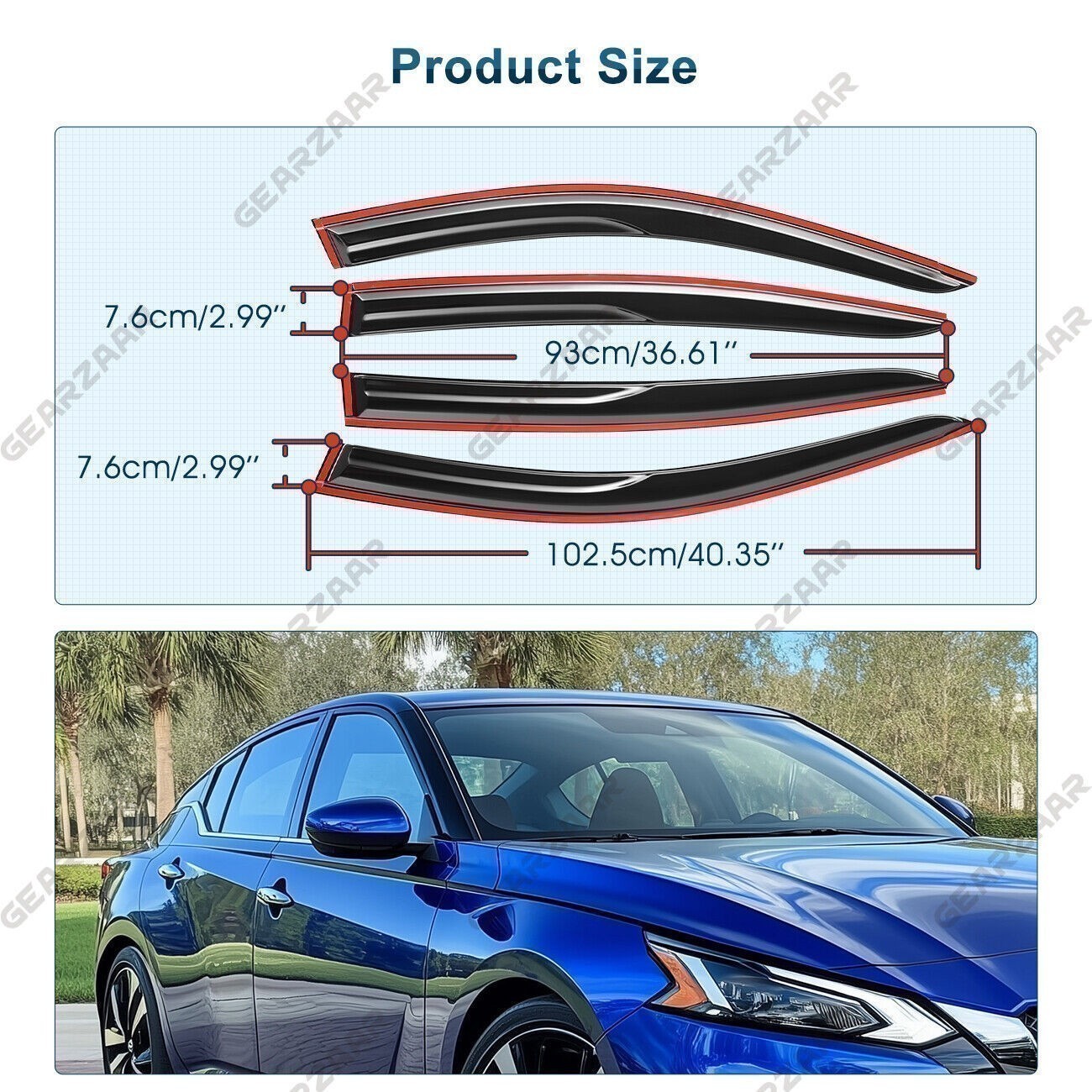 Window Visors Rain Guards Deflectors For 2019-2024 Nissan Altima JDM Mugen Style