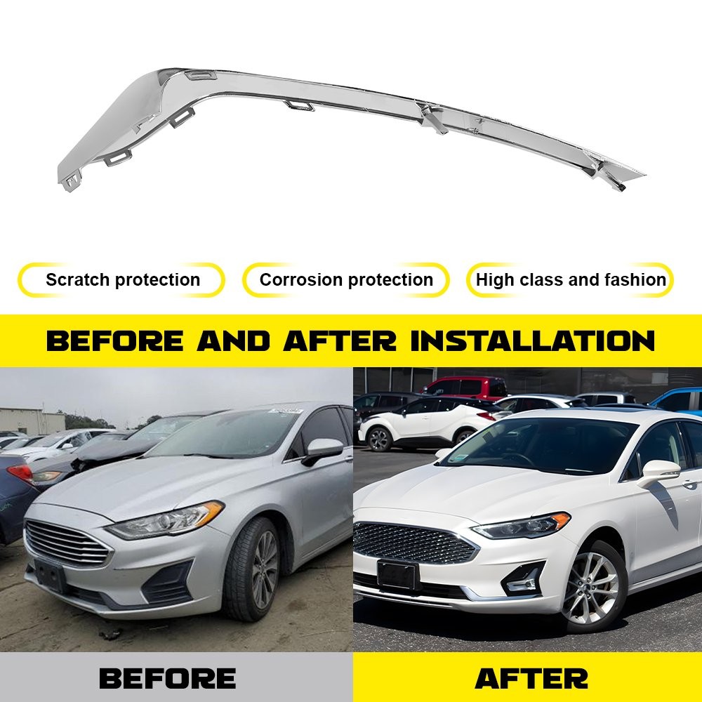 LH RH Front Bumper Fog Light Lamp Strip Trim For 2019 2020 Ford Fusion Chrome 2-