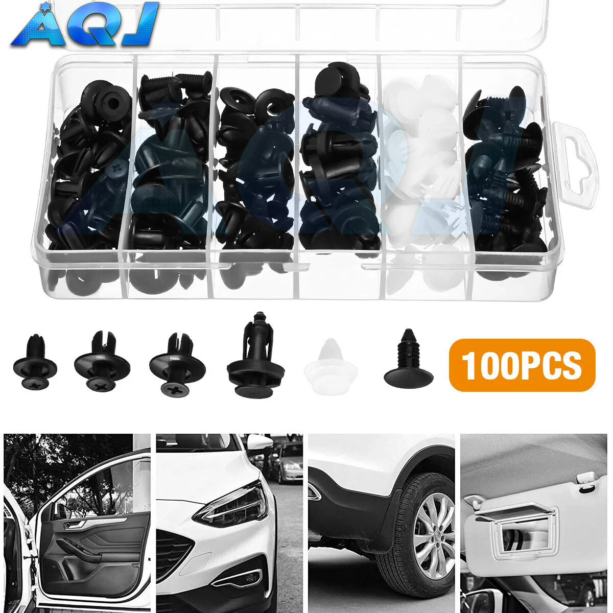 100Pcs Retainer Clips Body Bumper Rivet Retainer Trim Molding Push Pin Clips kit