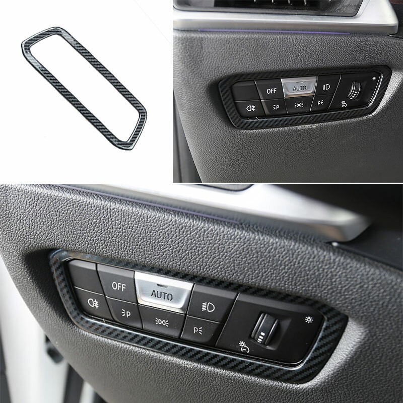 For BMW 3-Series G20 2019-2021 Steel Carbon Fiber Headlight Switch Control Trim
