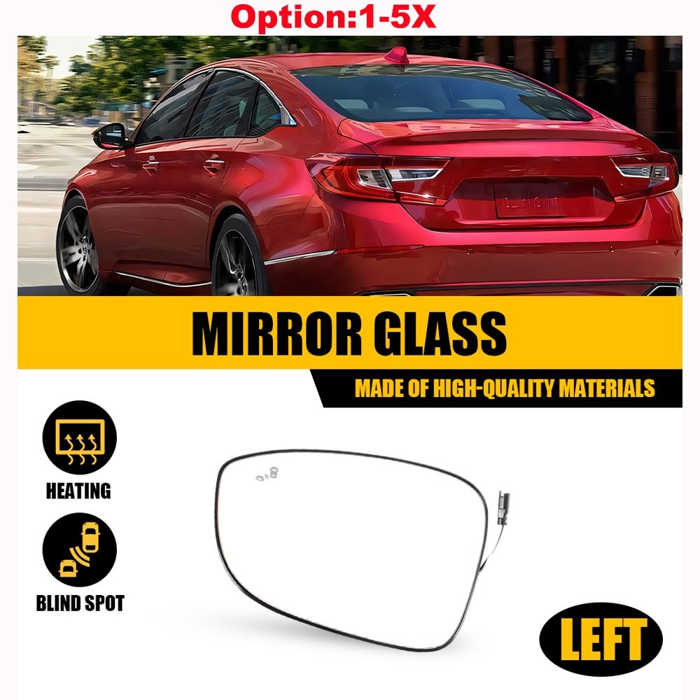 Mirror Glass Driver Left Side Heated Blind Spot For 2018-2022 Honda Accord Clear