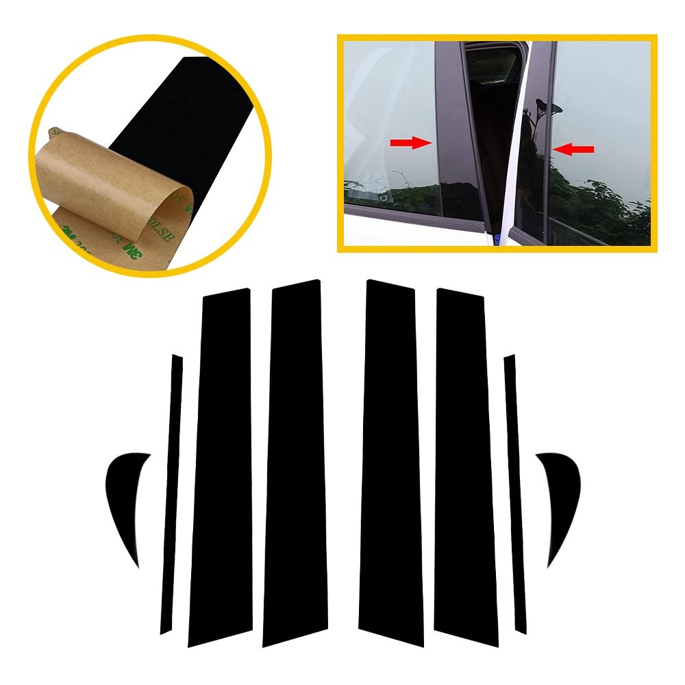 8pcs Glossy Pillar Black Post for 2018-2021 Toyota Camry Door Window Trim Covers