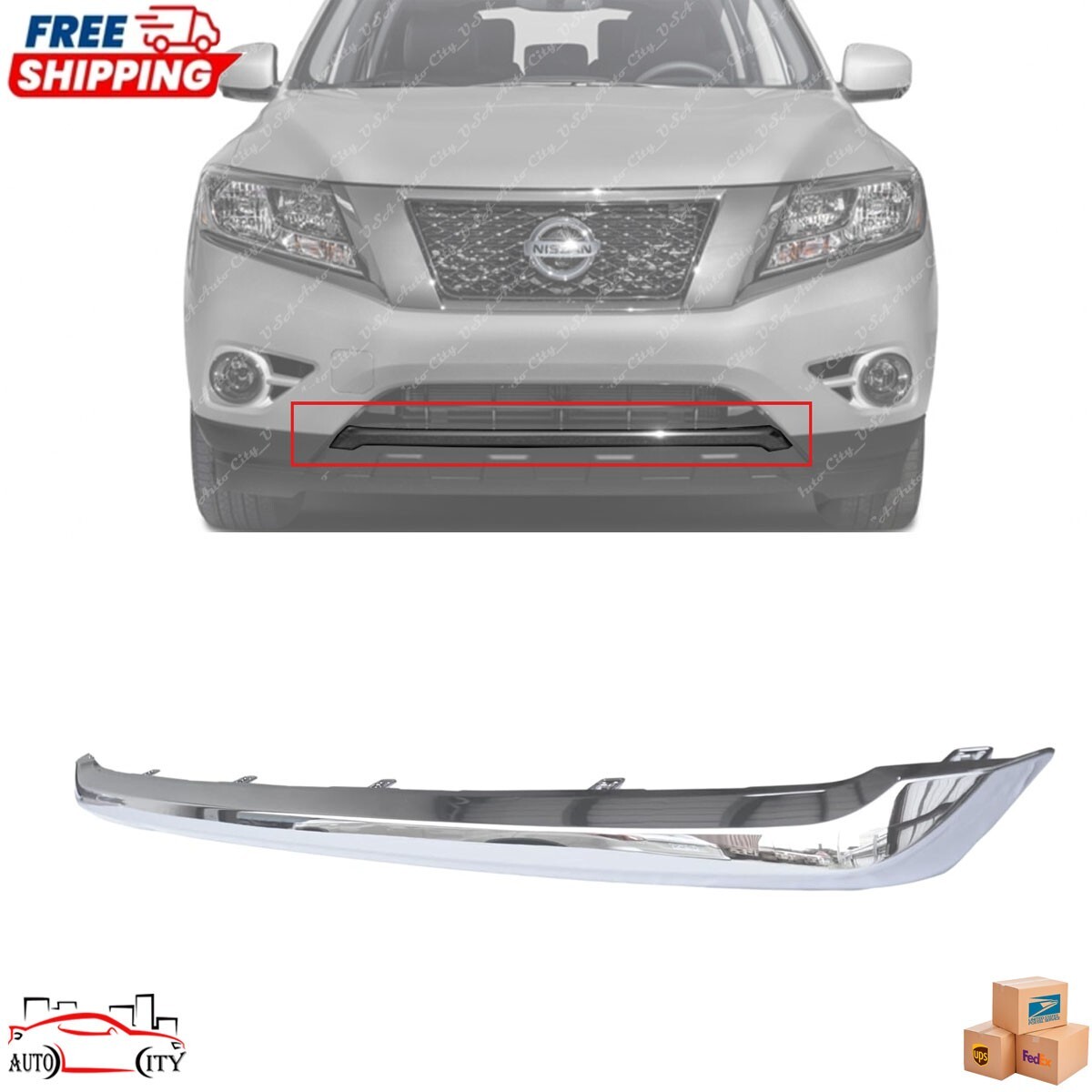 For 2013 2014 2015 2016 Nissan Pathfinder Front Bumper Lower Chrome Molding Trim