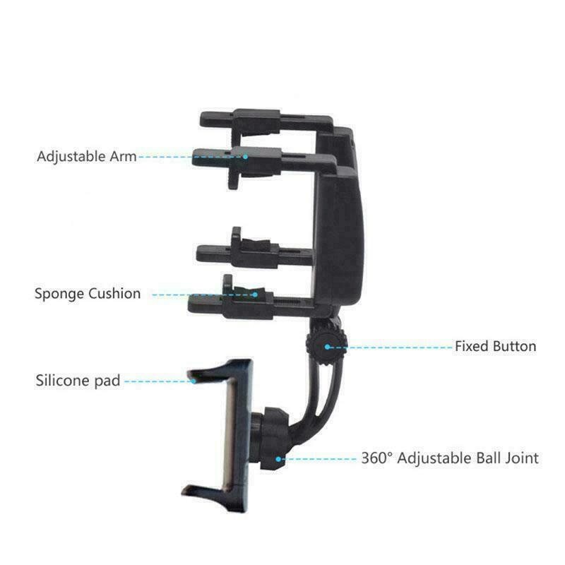 360° Car Rear View Mirror Mount Holder Stand for Apple iPhone Android Phone
