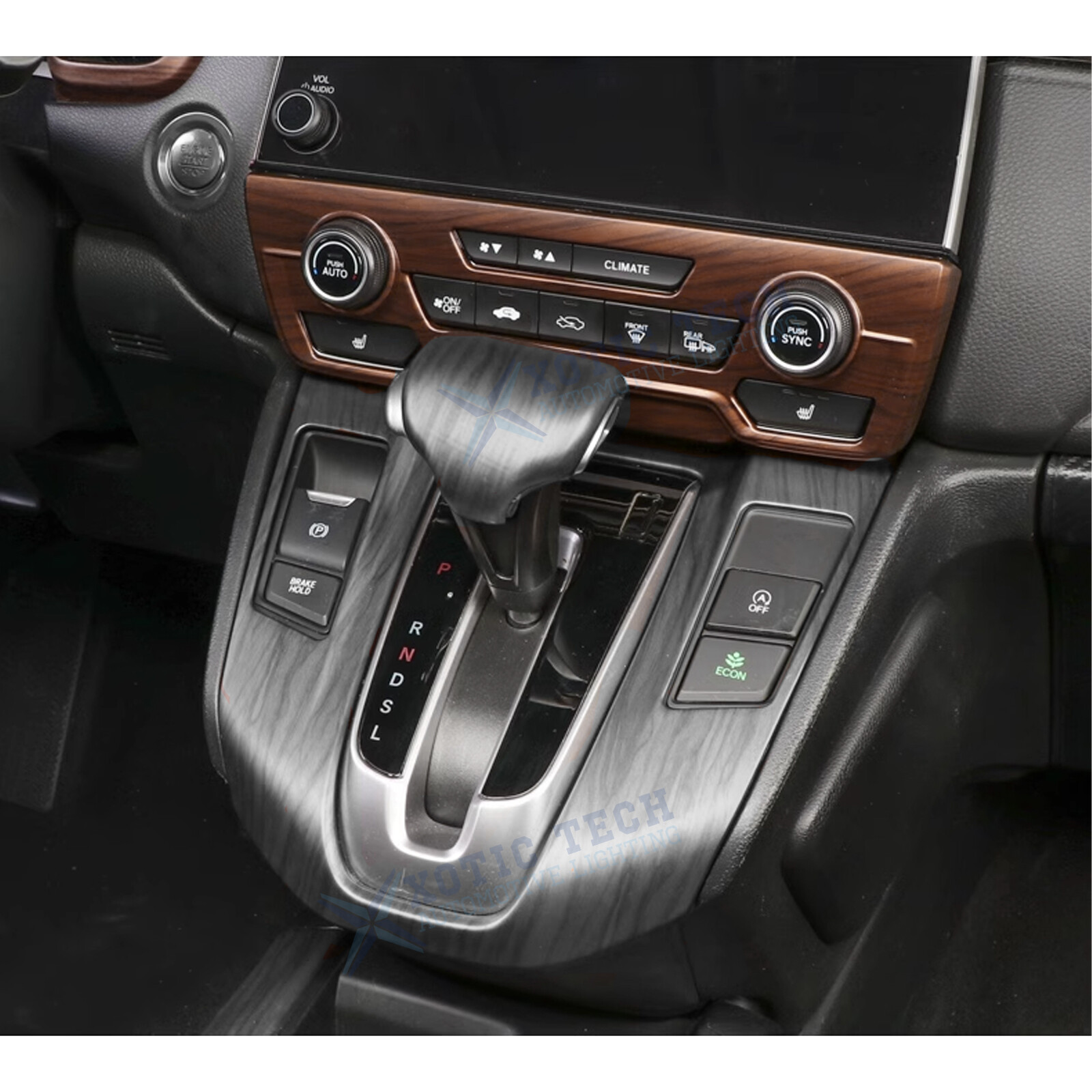 Peach Wood Pattern Gear Shift+AC Control Panel Decor Trim For Honda CR-V 2017-22