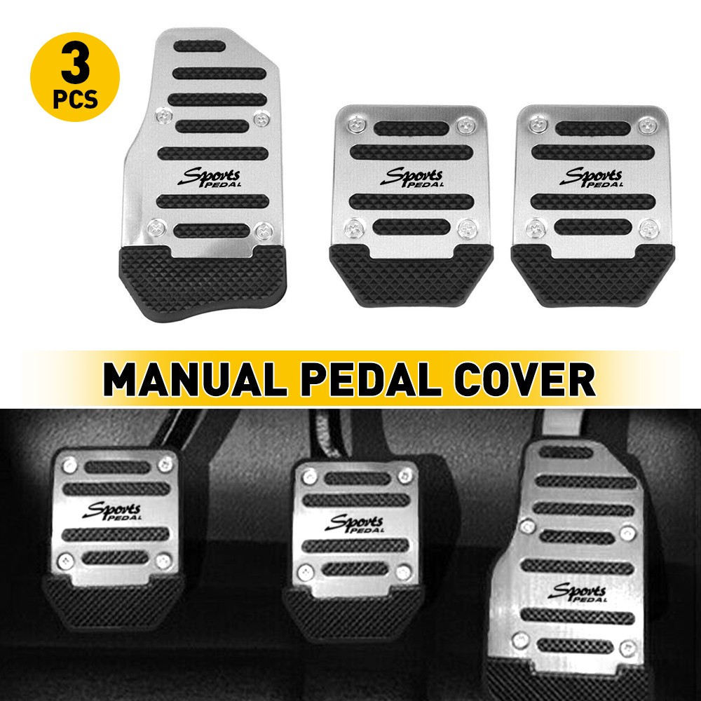 3* Non-Slip Manual Transmission Brake Foot Pedal Pad Cover Car Accessory Silver