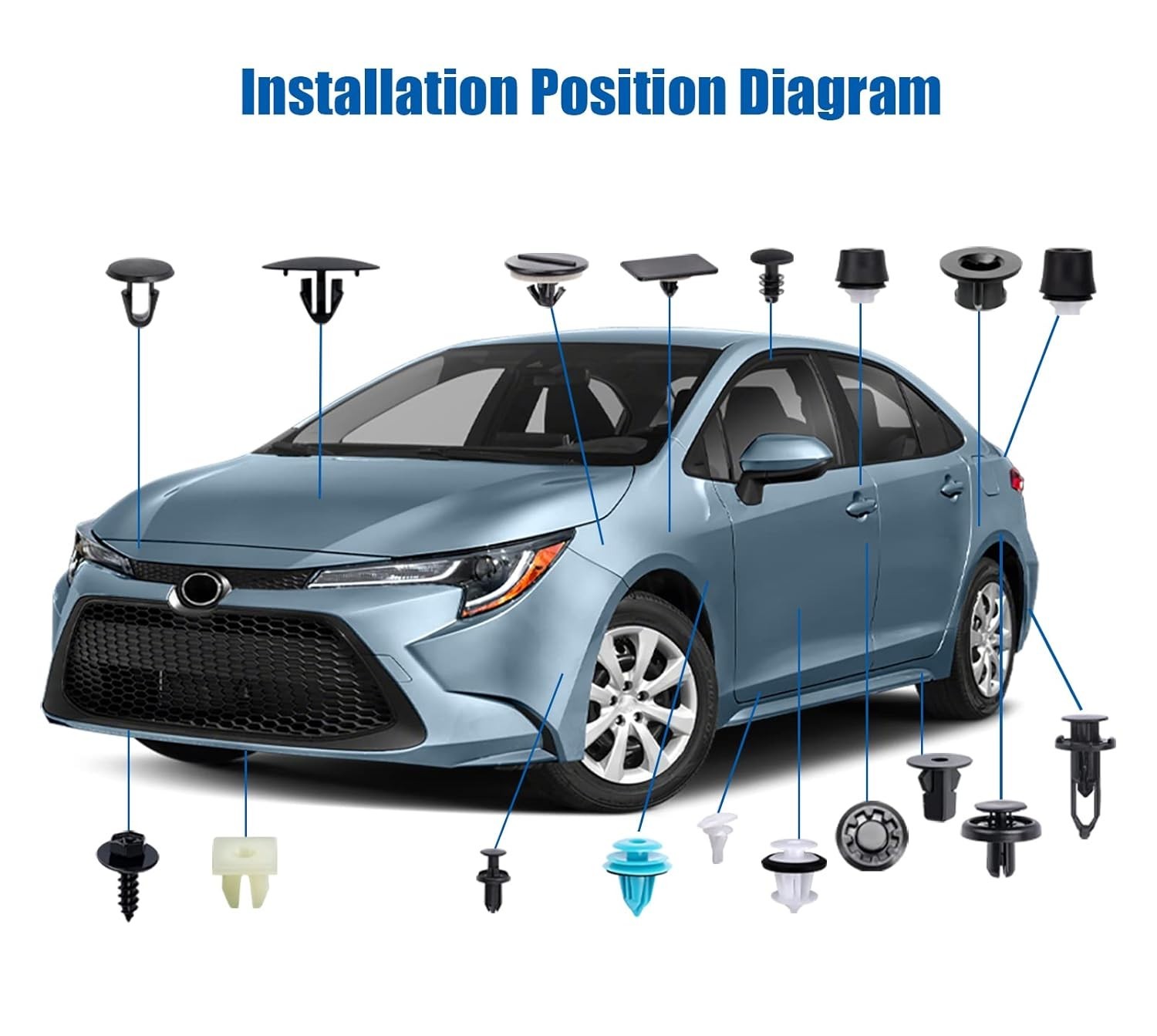 Automotive Body Clip Assortment with 259 Fasteners for Various Installations