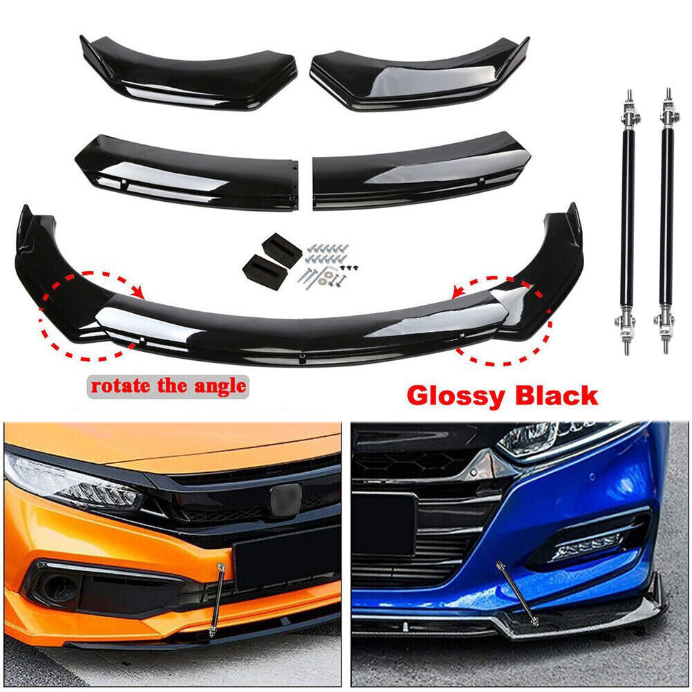 Universal for Sedan Glossy Black Car Front Bumper Lip Spoiler Splitter Body Kit