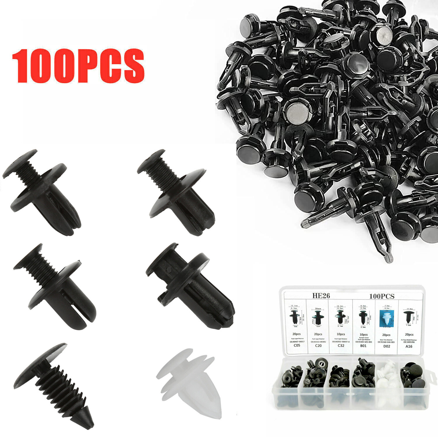 Fixing Fastener Kit Bumper Fender Liner Push Type Retainer Clips for Toyota Car