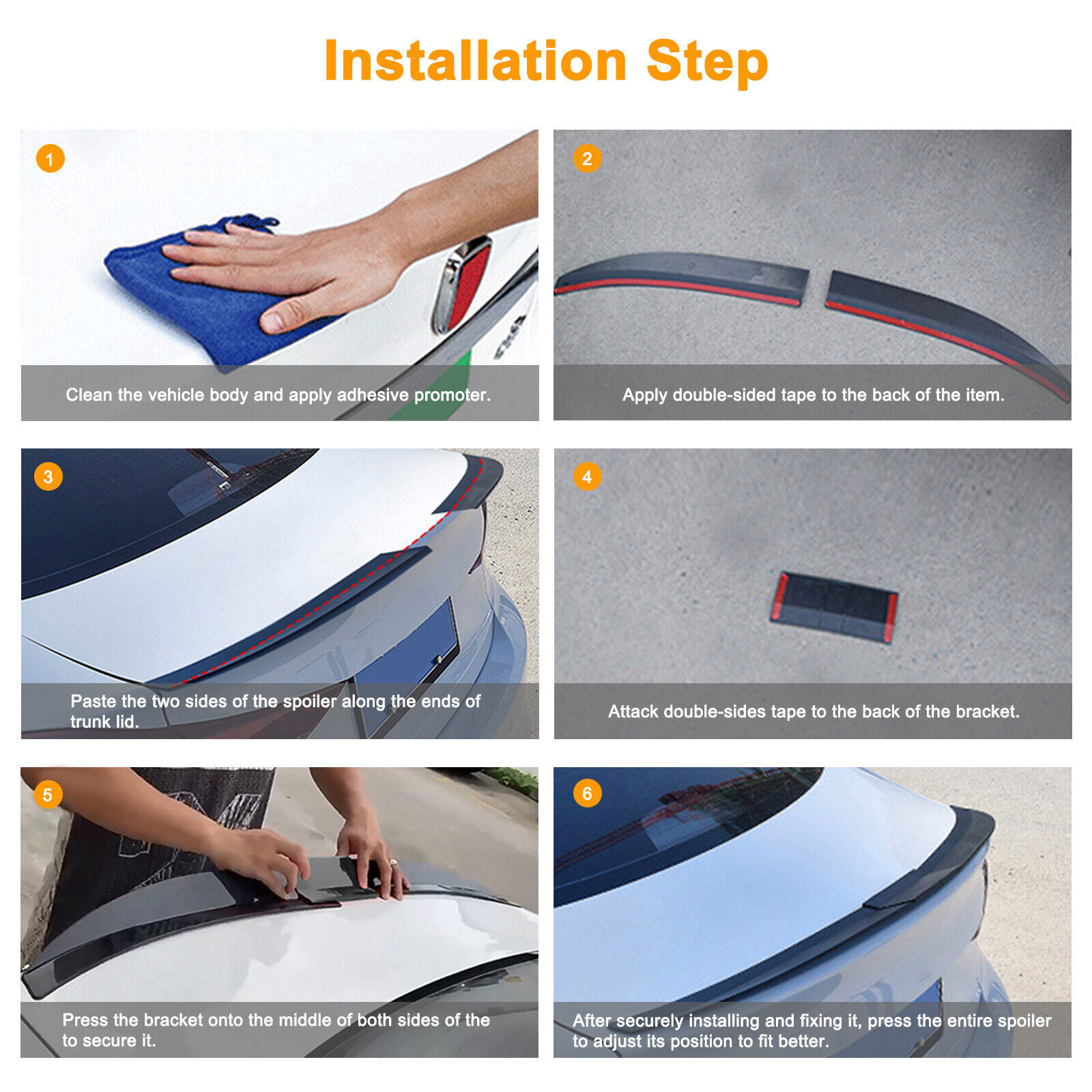 For Car Sedan Adjustable Rear Spoiler Lip Trunk Roof Tail Wing Universal Black