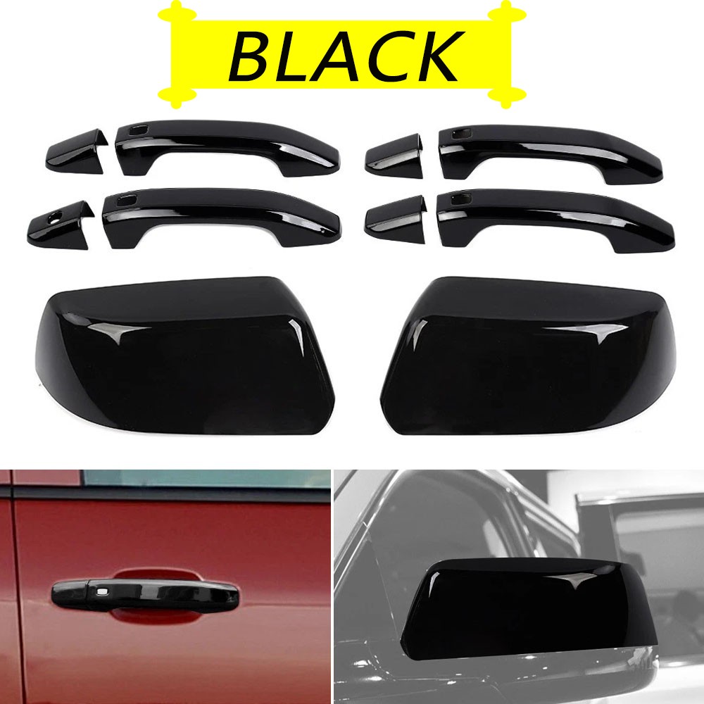 Black Side Mirror Cover Door Handle Trim for Chevy Suburban Tahoe 15-19 Exterior