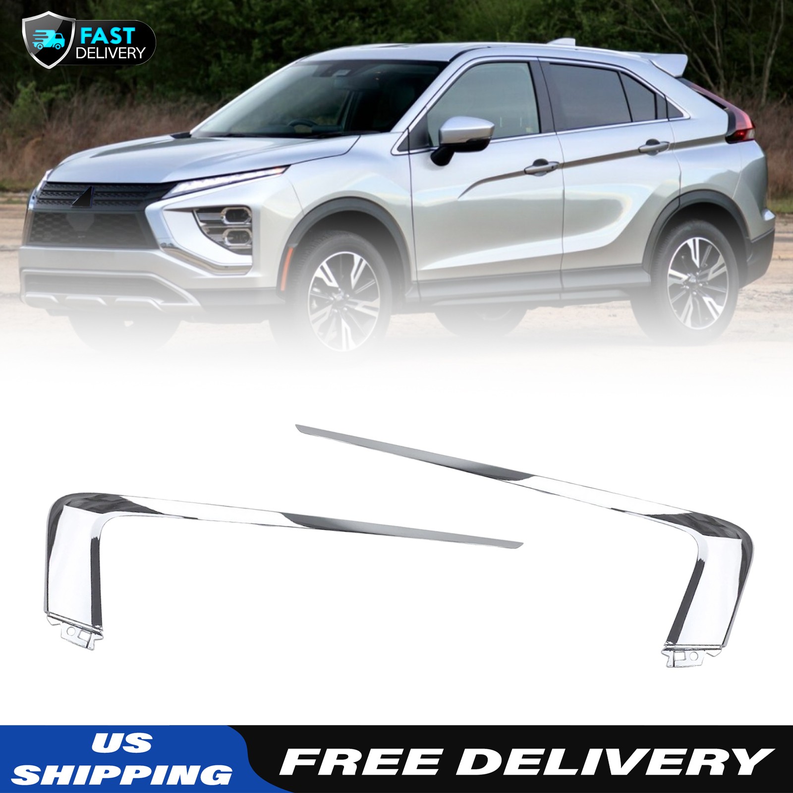 For Mitsubishi Eclipse Cross 2022-2026 Front Left & Right Bumper Trim Molding
