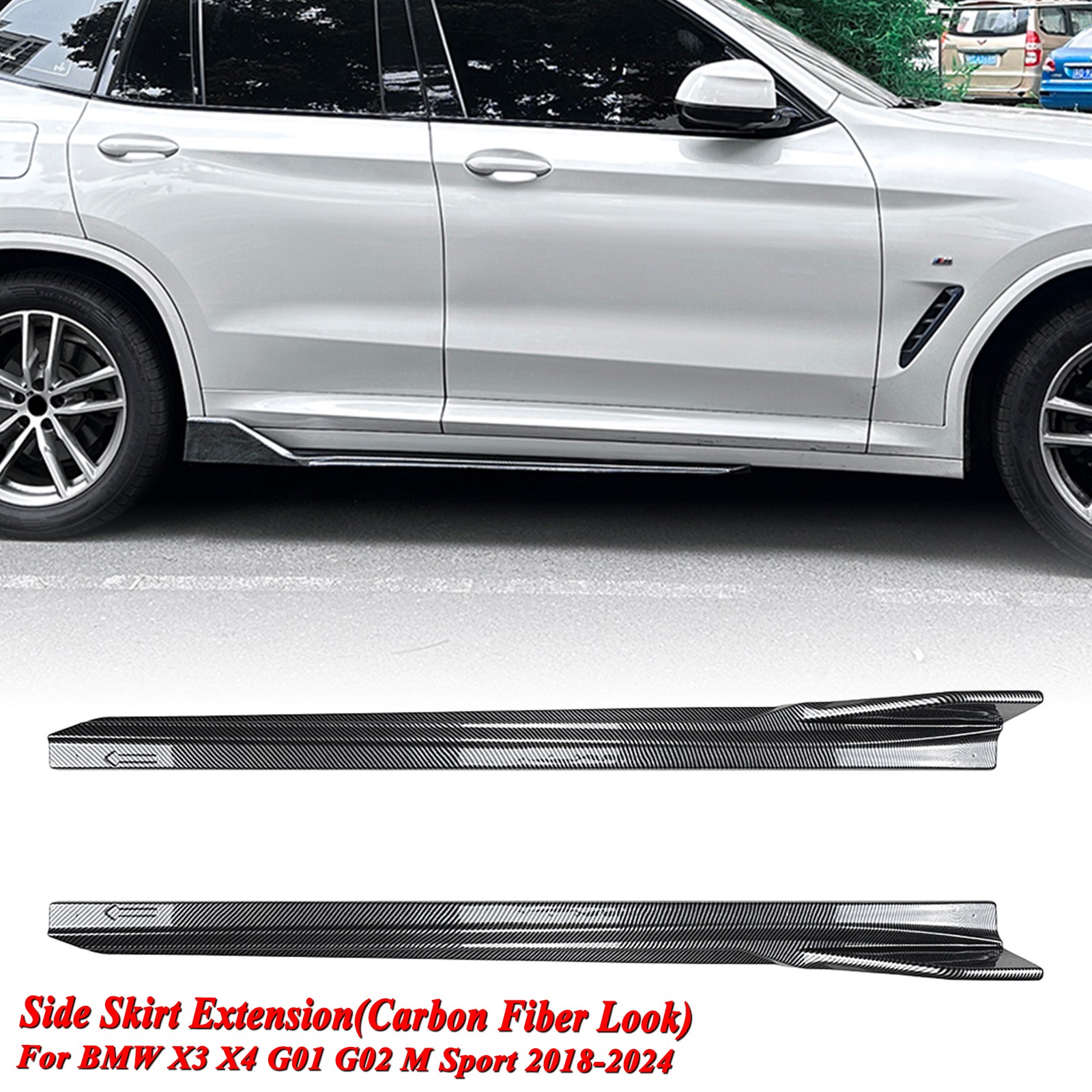 Side Skirt Extension Molding Trim Kit For BMW X3 X4 G01 G02 M Sport 2018-24 2023