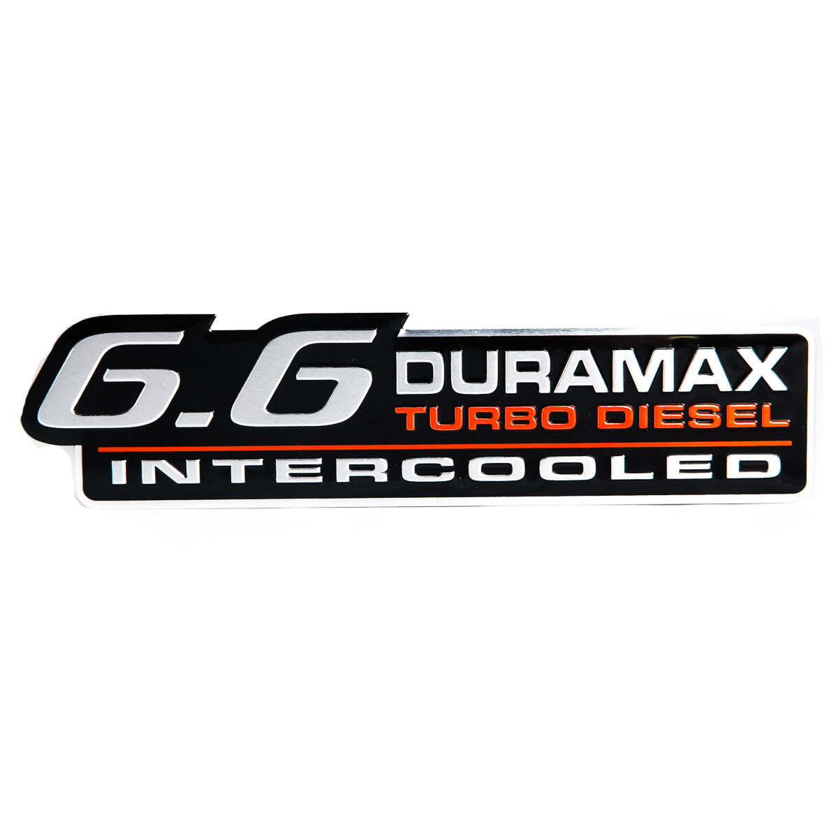 Black Red & Silver 6.6 Liter Duramax Intercooled Turbo Diesel Aluminum Emblem