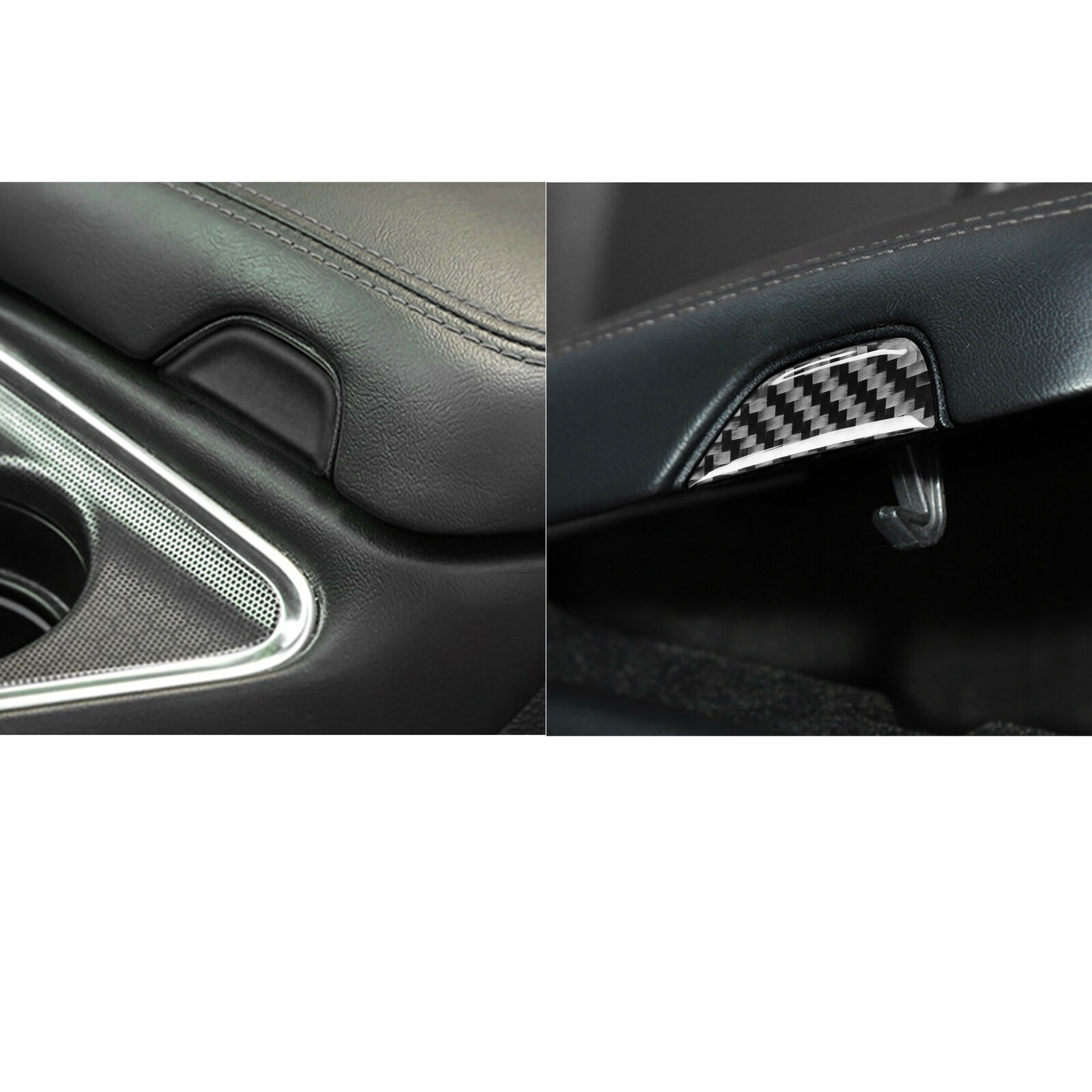 For Dodge Challenger Carbon Fiber Central Armrest Storage Button Cover Trim