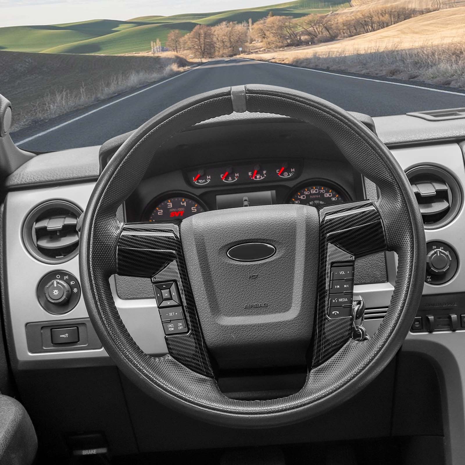 Carbon Fiber Steering Wheel Bezel Decorative Frame Trim for Ford F150 2009-2014