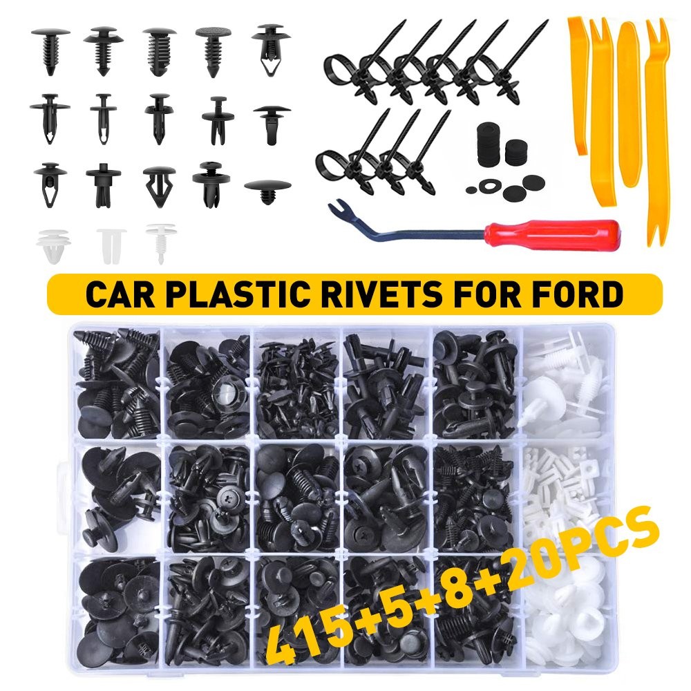 415pc Plastic Rivets Fastener Car Fender Push Bumper Pin Clip+Free Remover Tool
