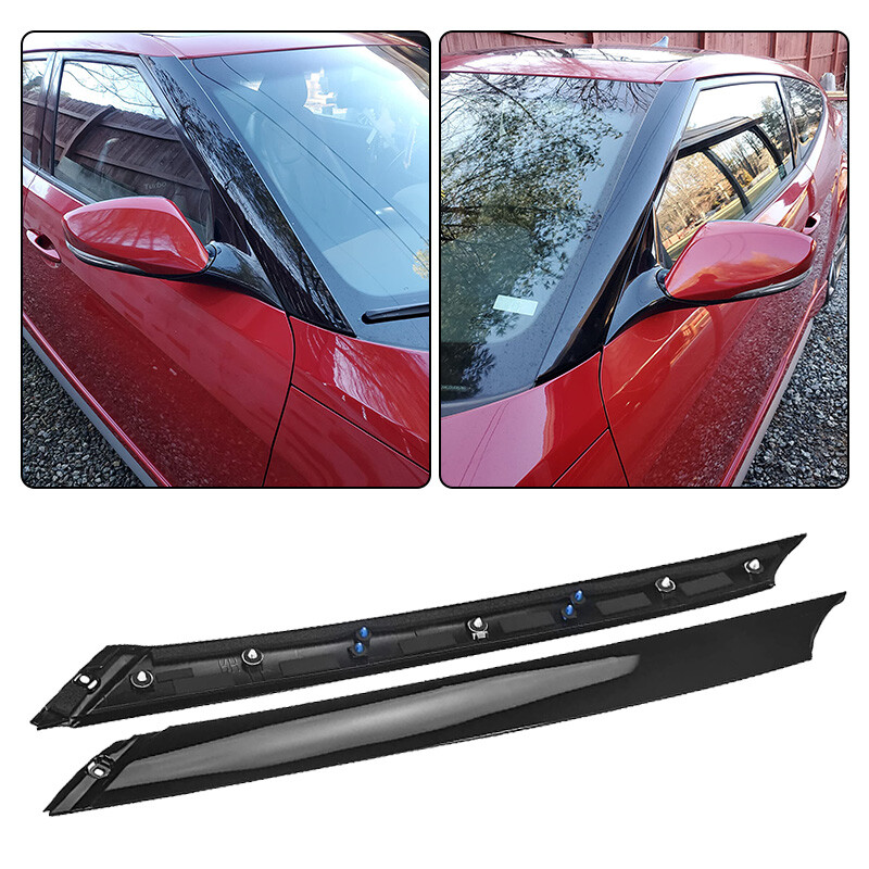 Fit For Hyundai Veloster 2012-2018 Glossy Black Windshield Pillar Moulding Trim