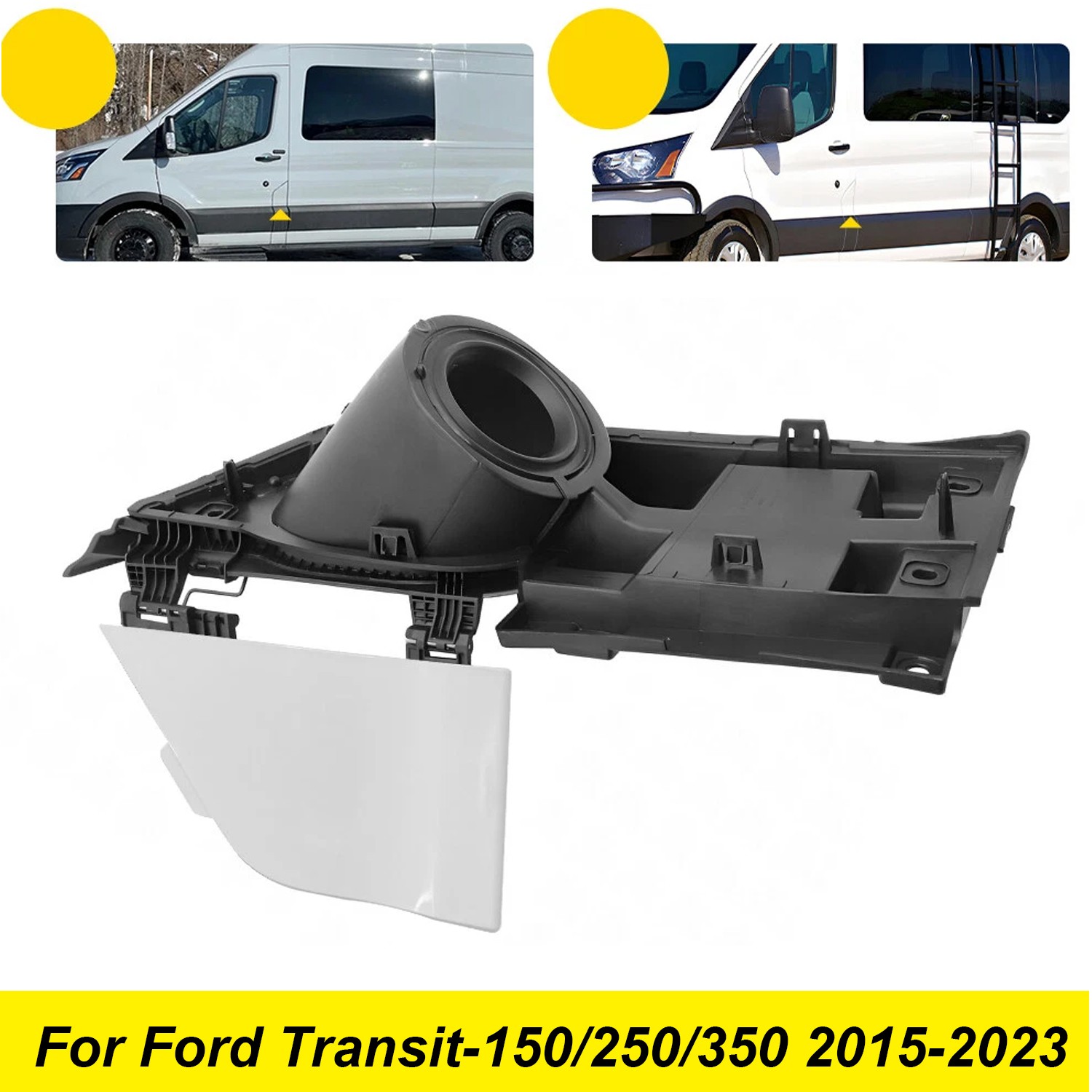 White Fuel Filler Door Housing&Gas Cover For Ford Transit Van 150 250 350 15-23