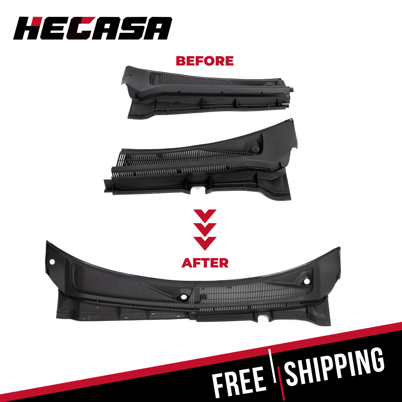 HECASA FOR 11-16 Super Duty F250 F350 Windshield Wiper Cowl Panel Grille LH+RH