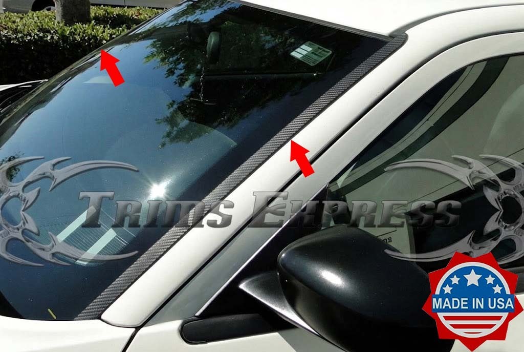 05-10 Chrysler 300 Front Pillar Post Window Shield Deflector Carbon Fiber Black