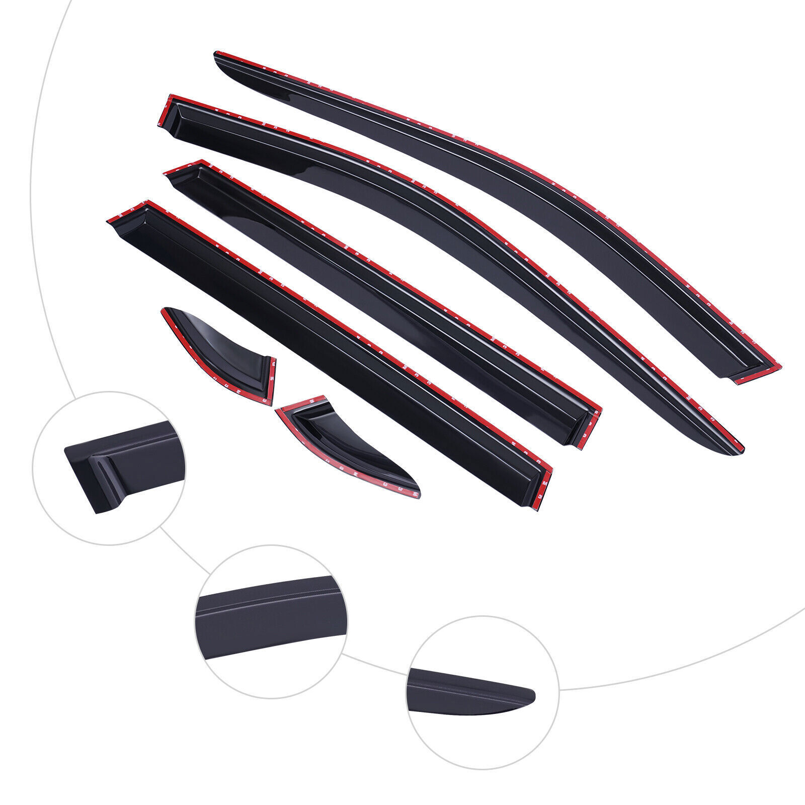 6PCS Black Window Visor Vent Shades Sun Rain Guard For Toyota RAV4 2019-2023