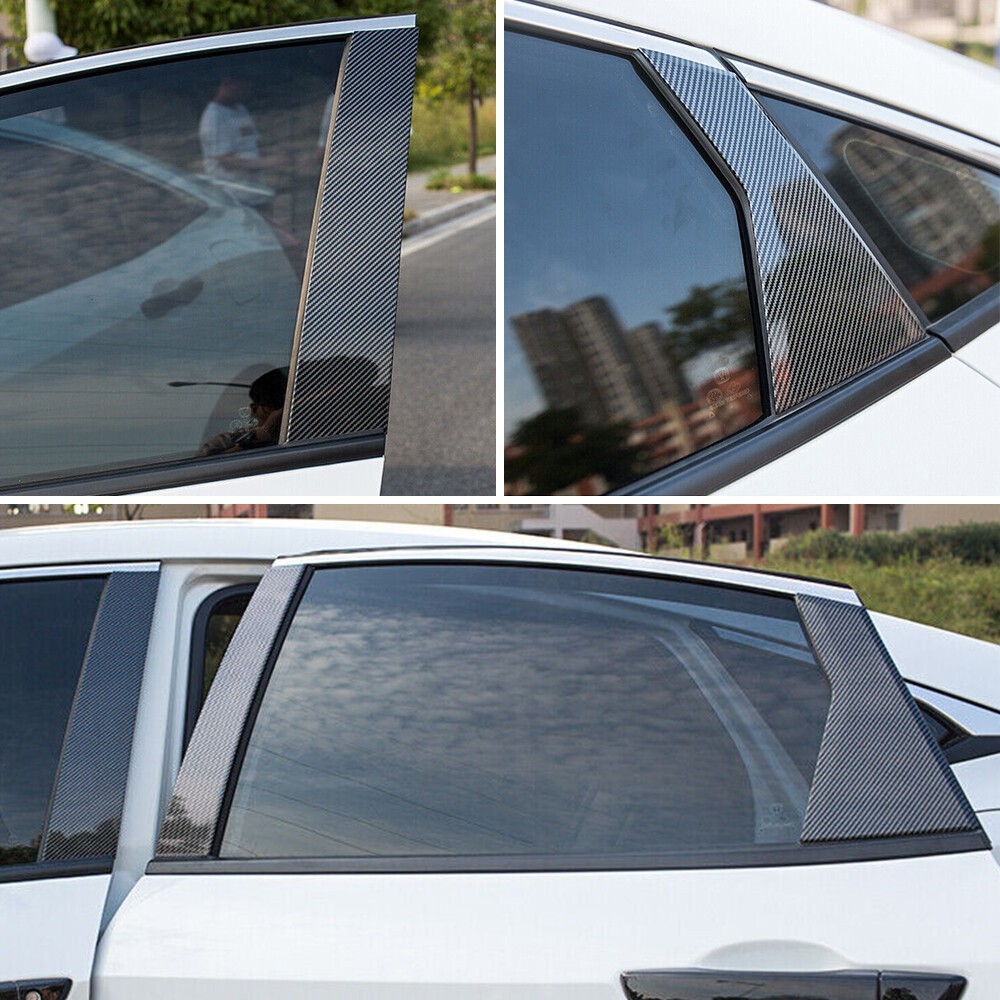 6pcs For 2016-2021 Honda Civic Door Pillar Post Trim Carbon Fiber Color Decor US