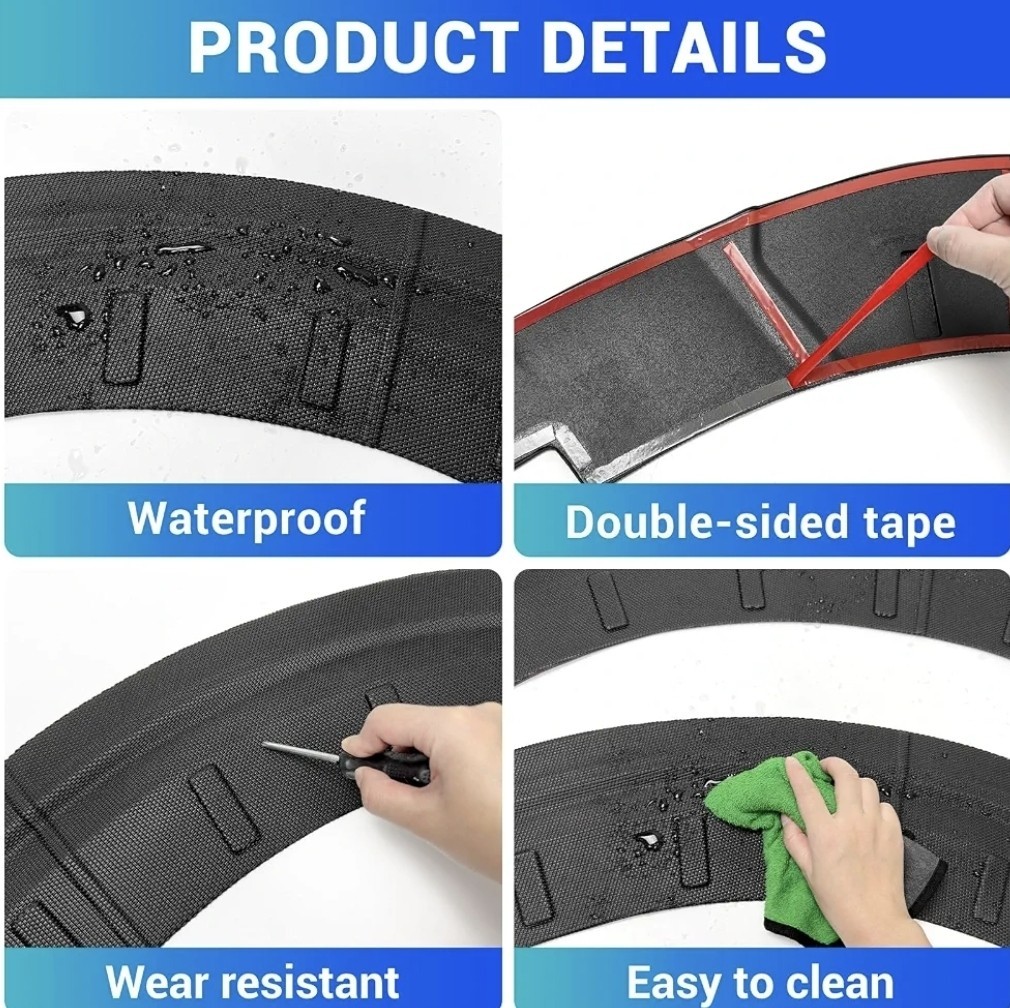 Fender Flare Protector Fits for 2021-2026 Ford F150 Wheel Arch Cover TPE Stickon