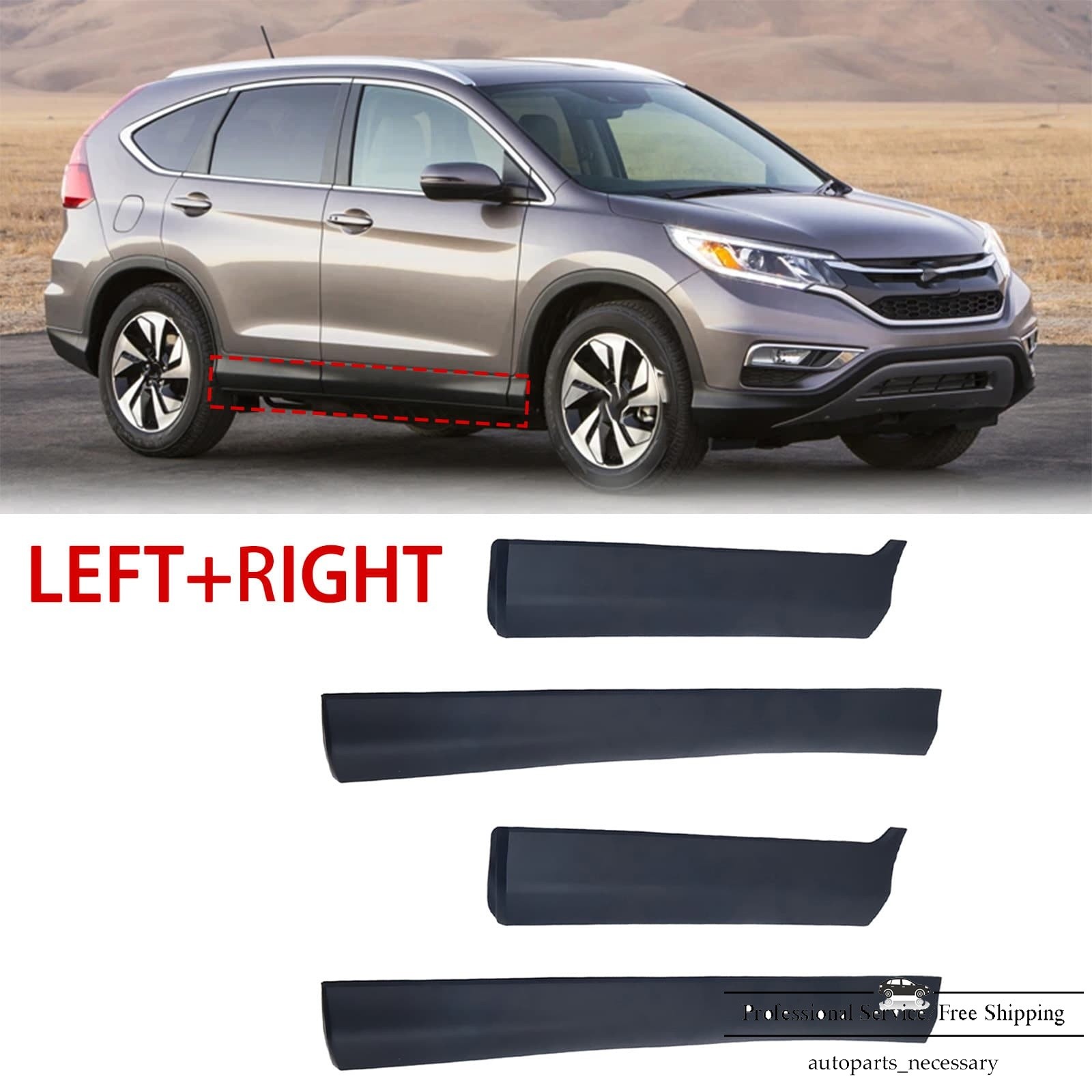 4Pcs Front& Rear Right Left Door Lower Molding For Honda CR-V 2012-2016 2.4L US