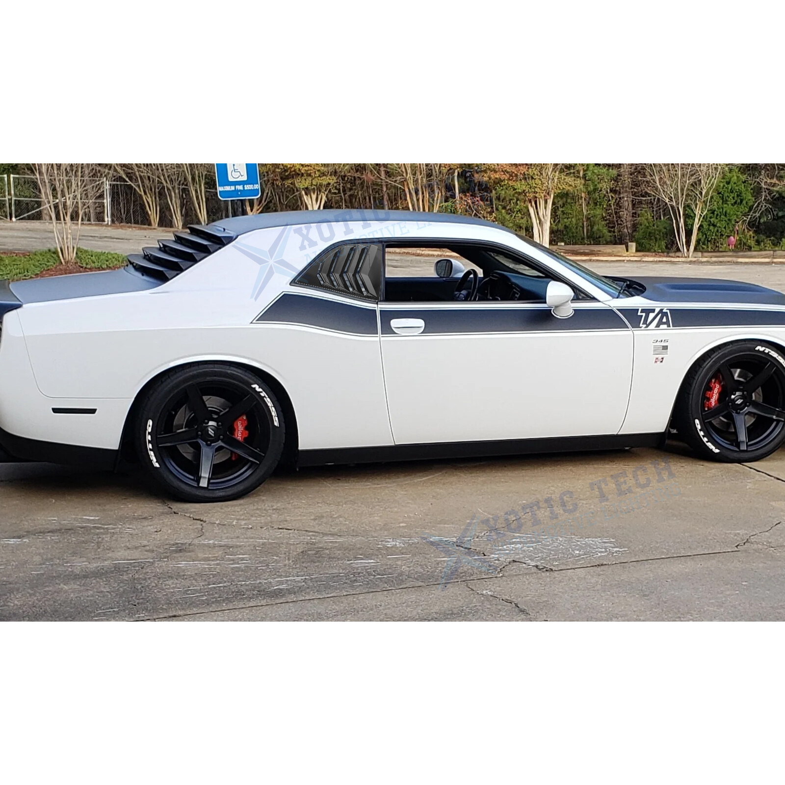 Side Window Louver Blinds Sun Shades Trim For Dodge Challenger 2008+ Gloss Black