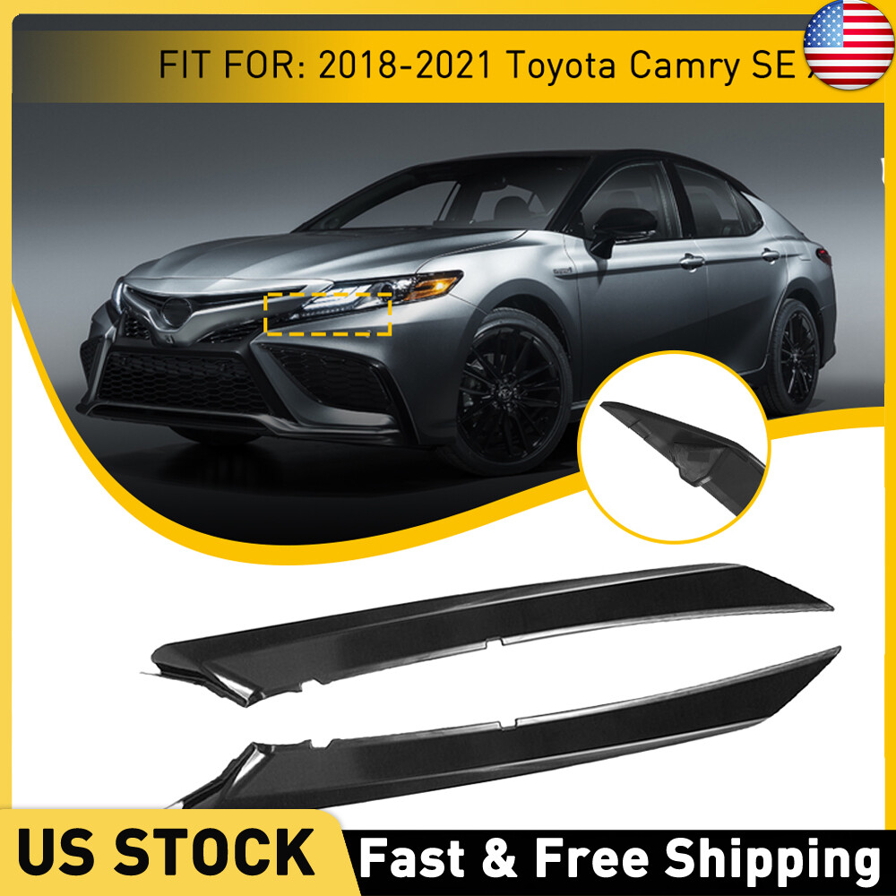 For 2018-2022 Toyota Camry SE XSE Front Headlight Black Eyelid Molding Trim Pair