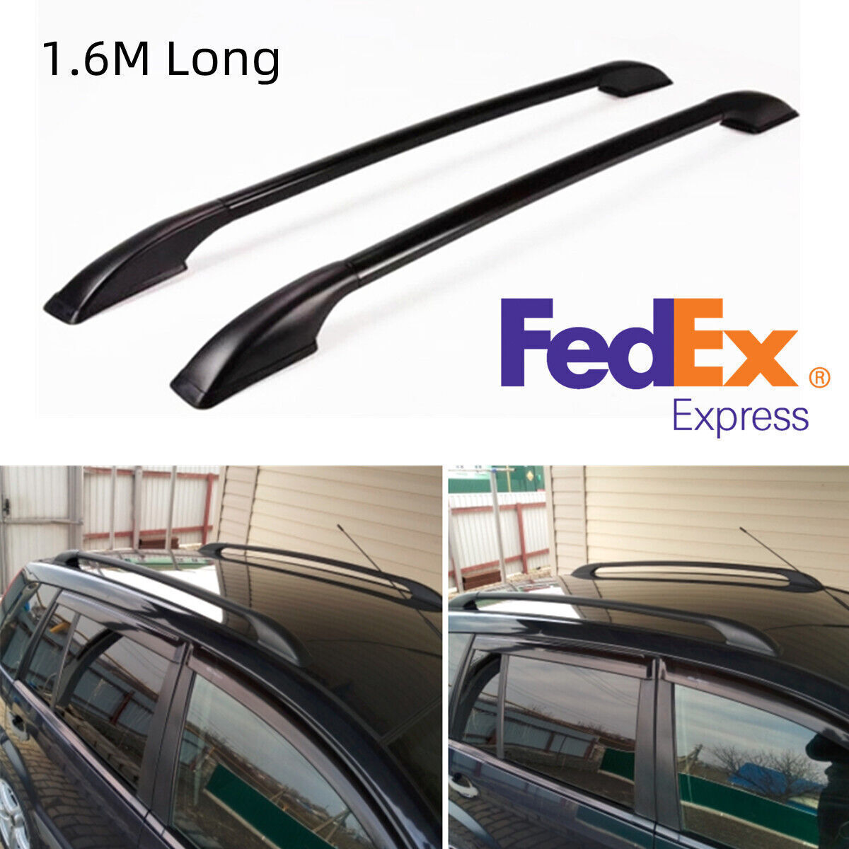 Black Decorative Roof Rack Aluminum Alloy Side Bars Rails For MPV SUV hatchback