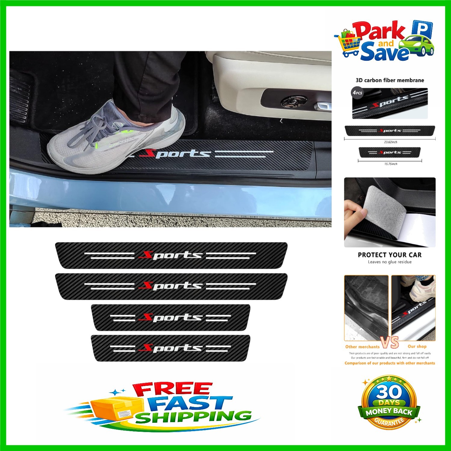 Universal Fit Car Door Sill Protector Set – 4Pcs Waterproof Anti-Scratch