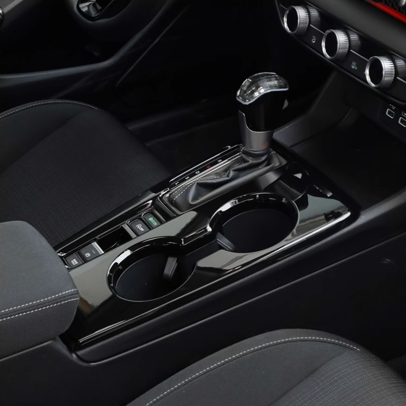Bright black Interior Gear Shift Panel Trim For Honda Civic 2022-2026