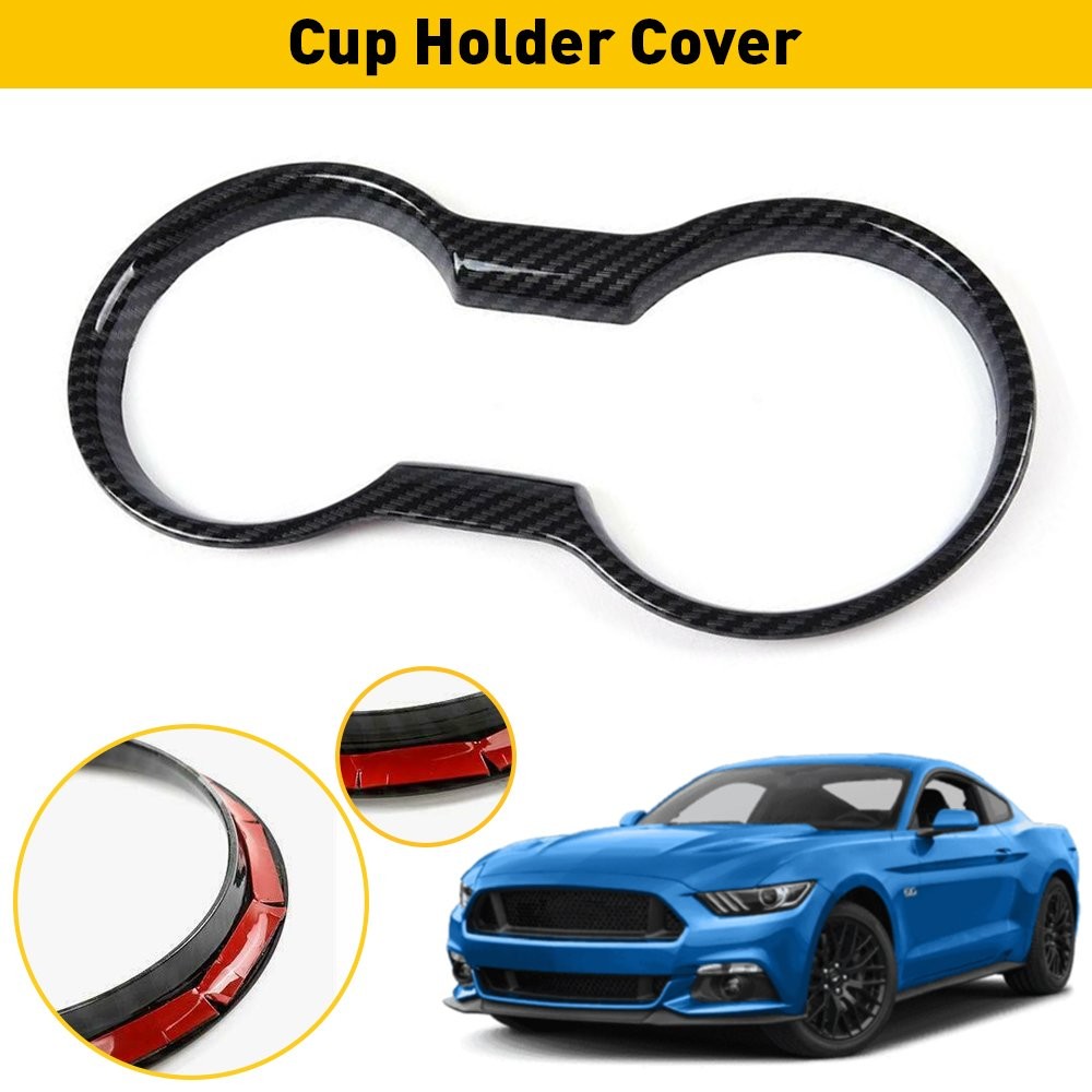 2set Interior Trim Molding Carbon Fiber Cup Holder Cover Fit For Ford Mustang 20