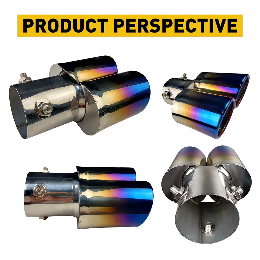 Car Auto Blue Rear Exhaust Pipe Tail Tip Muffler Throat Tailpipe Auto Parts NEW