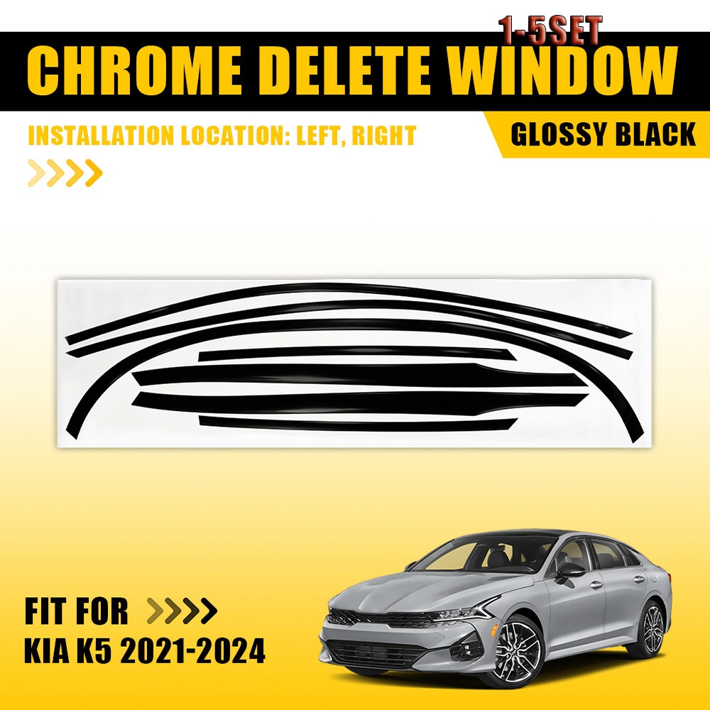 Glossy Black Delete Blackout Overlay Window Trim For KIA K5 21-24 1-5set