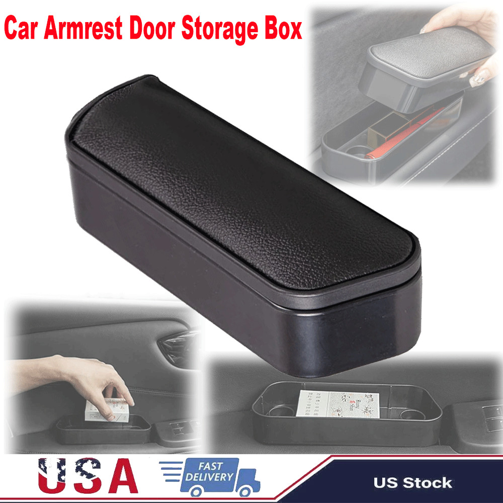 Car Armrest Door Storage Box Support Cover Anti-Slip Armrest Cushion Pad Black