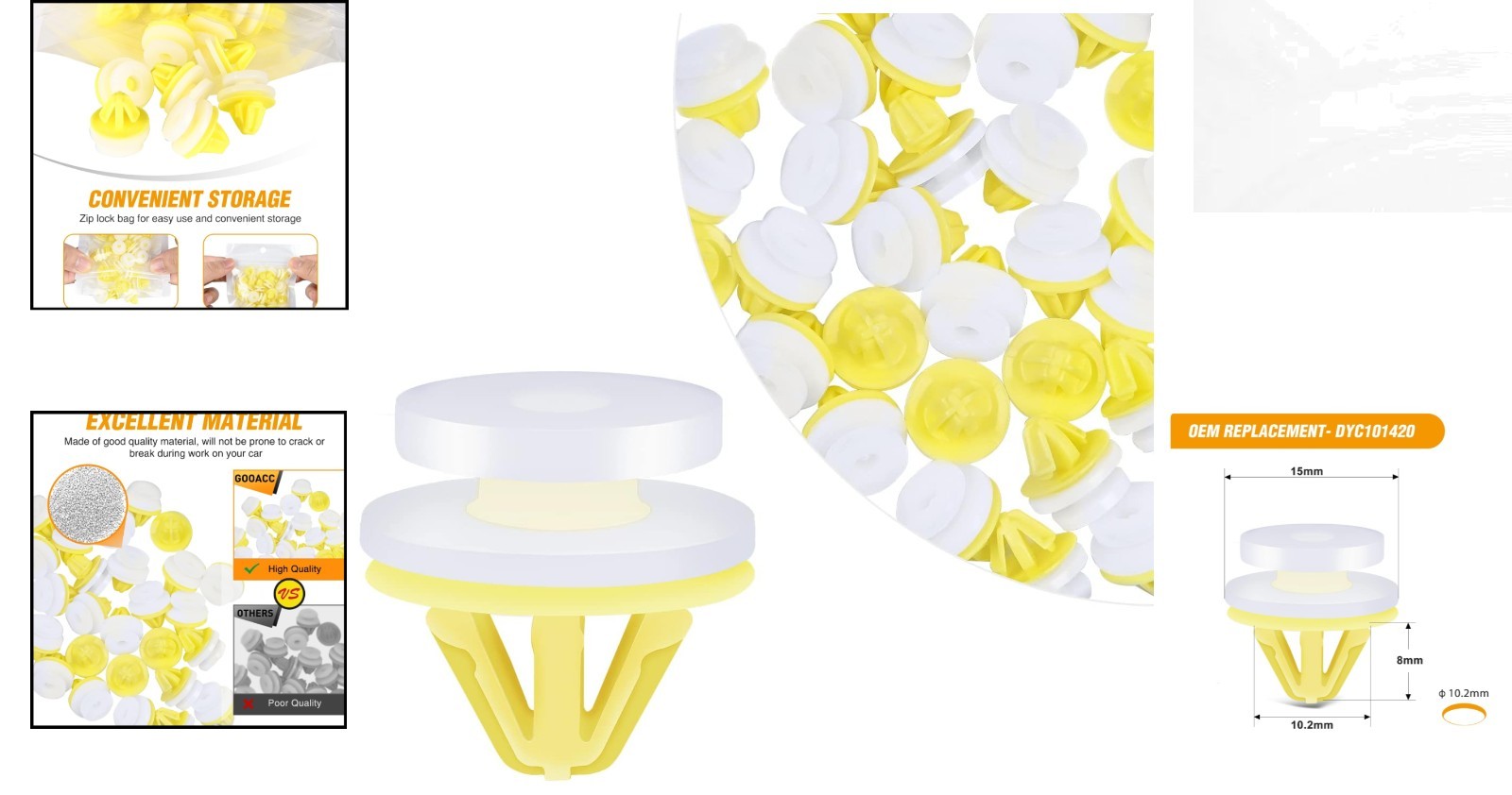 Replacement Moulding Clips Set – 50pcs for Land Rover Models – White & Yellow