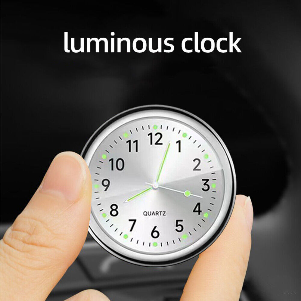 1x Luminous Car Dashboard Clock Stick-On Watch Quartz Clock Interior Accessories